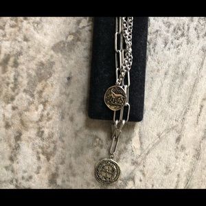 Ladies cabi silver chain and link charm necklace